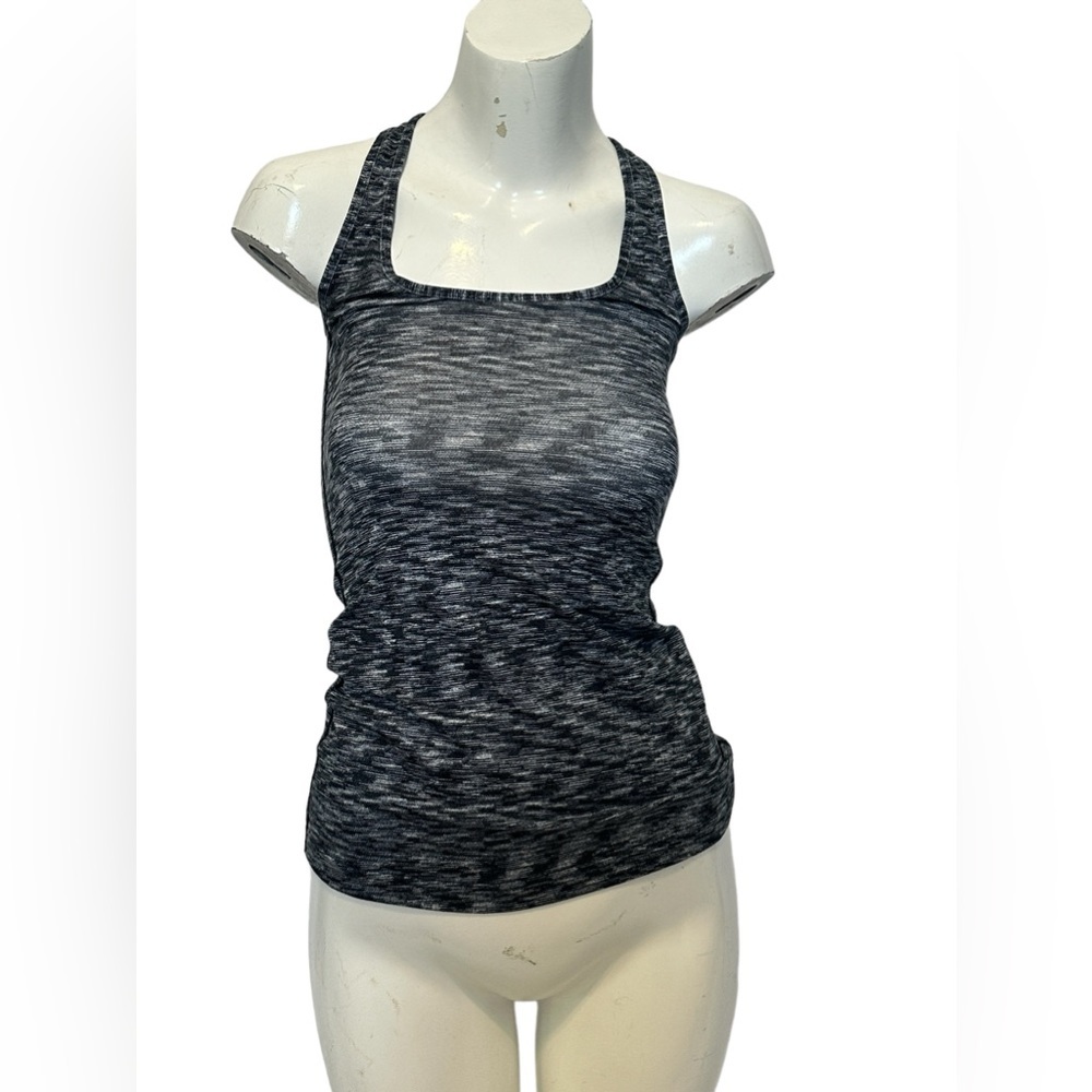 Lululemon Cool Racerback Dramatic Static White Black Women's Tank Top Size 2 B11